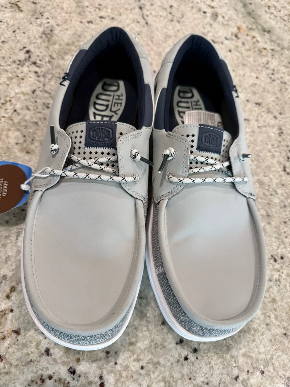 HEYDUDE Welsh Grip Classic Mesh Men's Boat Shoe - Grey/Navy